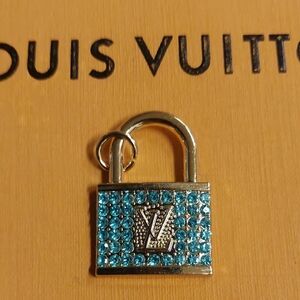 LV Gold and Turquoise Padlock Charm Pendant